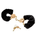 Pipedream Deluxe Black & Gold Furry Handcuffs